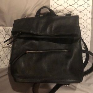 Black leather backpack